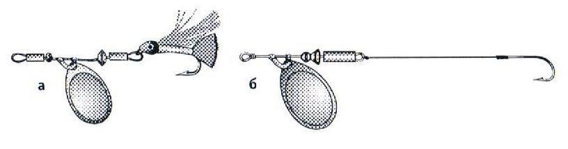 Рис.103. Специальные оснастки: а) со стримером, б) с крючком на поводке.