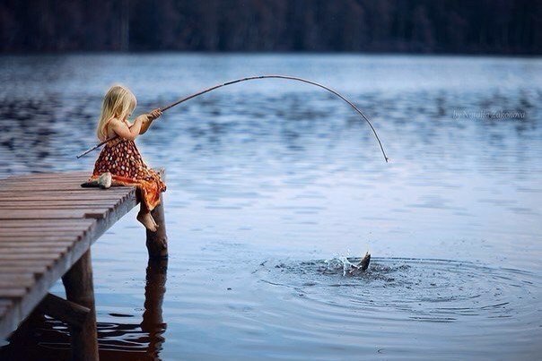 Красивое фото на тему: Дети и женщины на рыбалке № 73
