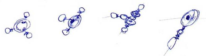 Рис.2: Вертлюжки: а) тройной на кольце, б) тройной "бочонок"  в) тройной на оси,  г) пластмассовая шайба с отводной застежкой